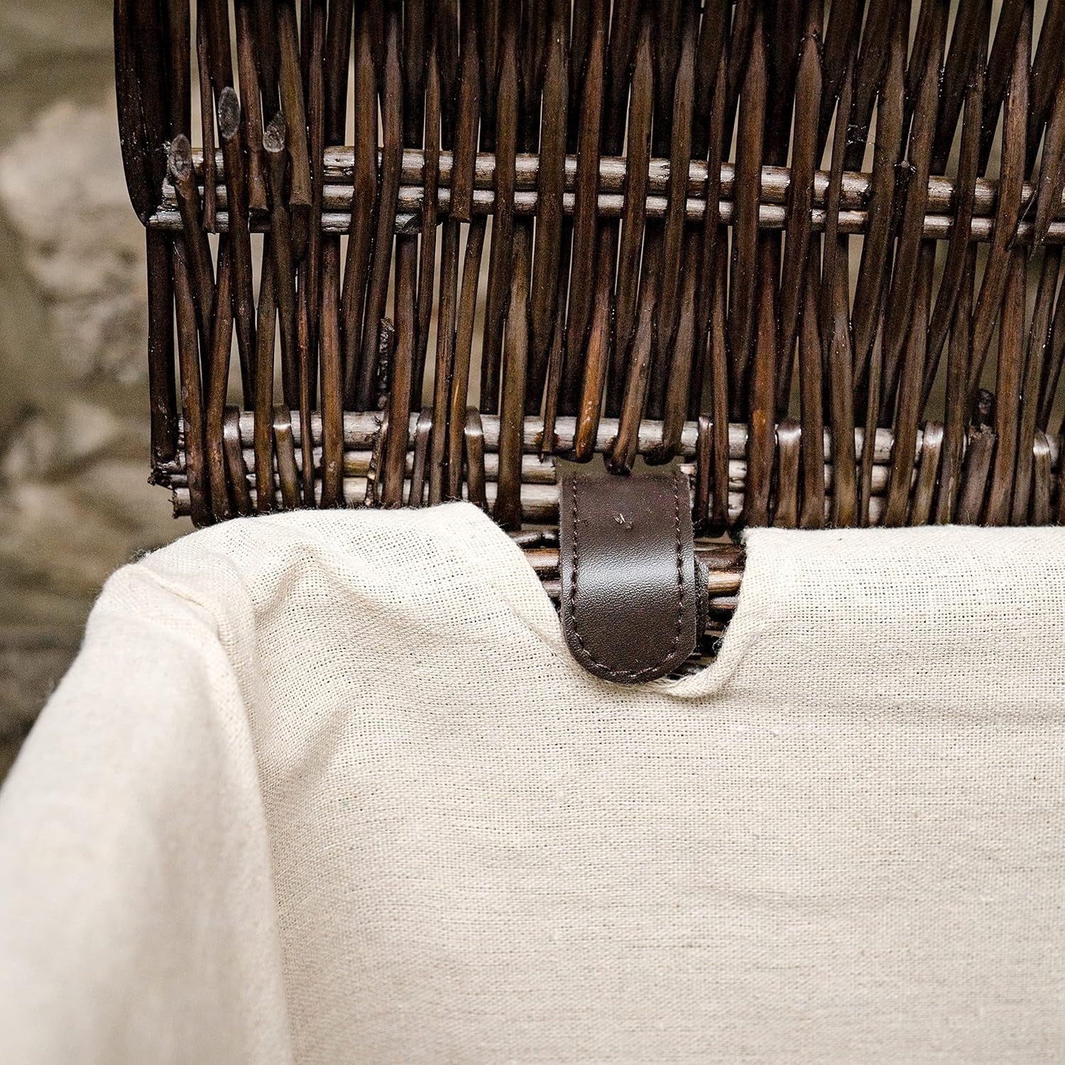 Large Wicker Laundry Basket with Lid & Washable Lining – Dark Coffee Hamper