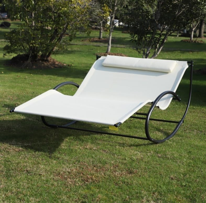 2 Seater Garden Sun Lounger Swing Hammock Bed – Outdoor Metal Daybed 200cm