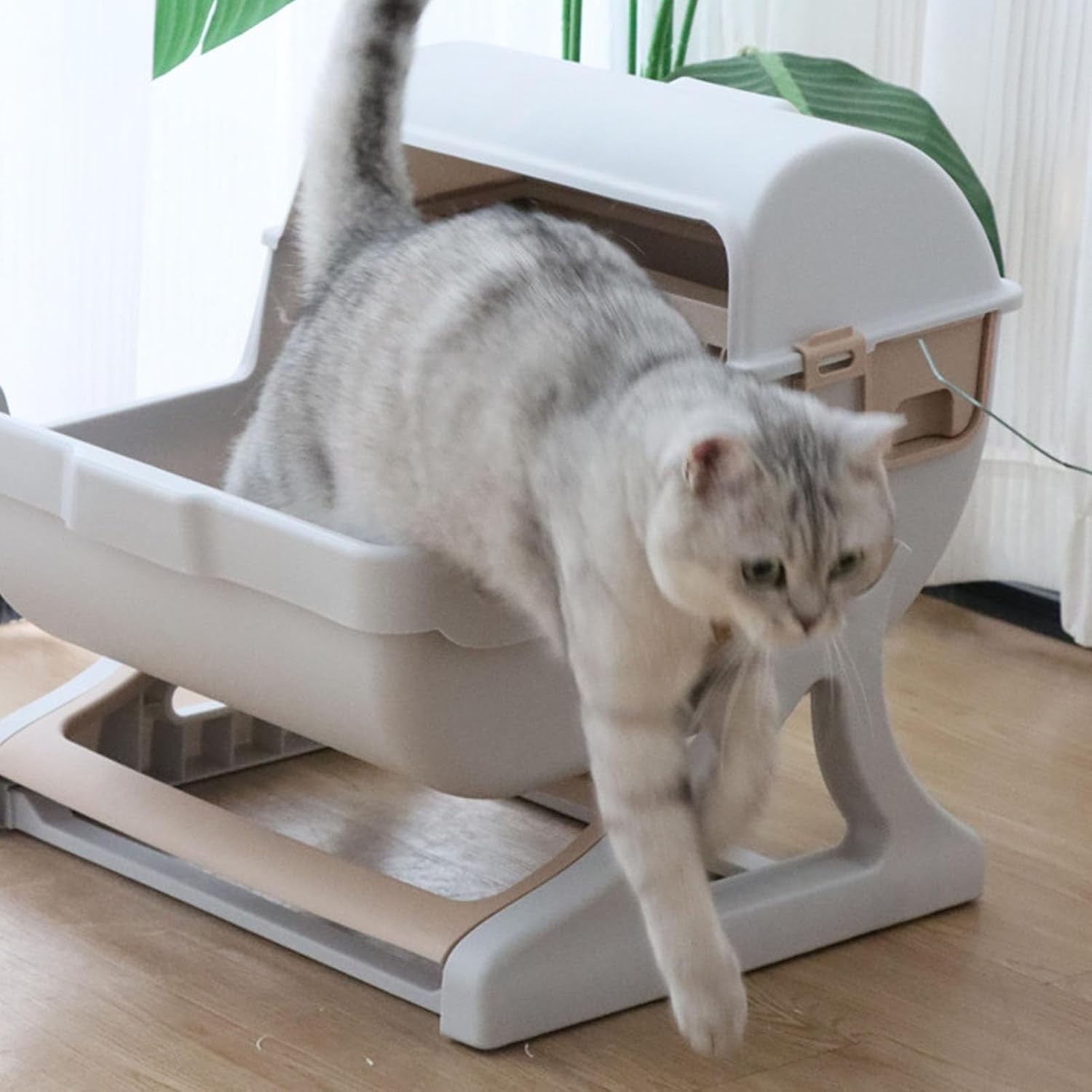 Semi Automatic Cat Litter Box Large Splash Proof Odor Control Tray