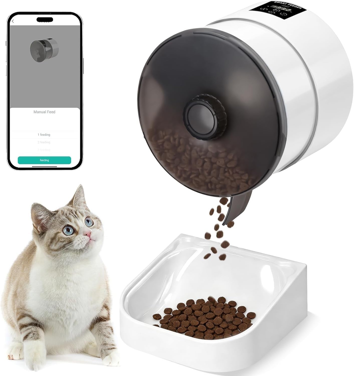 Smart WiFi Cat Feeder 3.5L App Control Timed Auto Food Dispenser