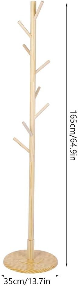 Wooden Standing Coat Rack Tree Clothes Hanger Floor Organizer for Home Office