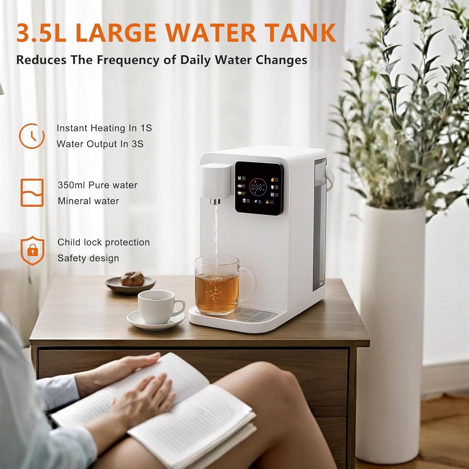 Instant Hot Water Dispenser 3.5L Fast Boil | Adjustable Temp LED Display