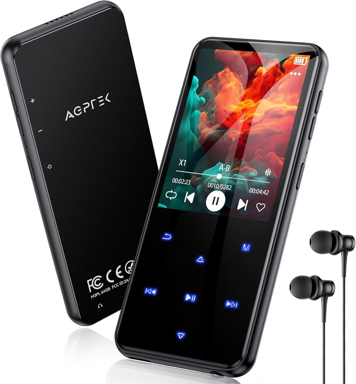 64GB MP3 Player Bluetooth 5.3 2.4" Screen FM Speaker