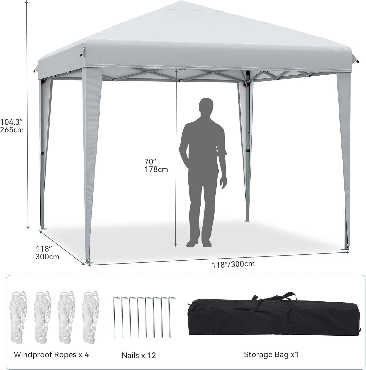 3x3M Heavy Duty Pop Up Gazebo Waterproof Folding Garden Party Tent with Bag