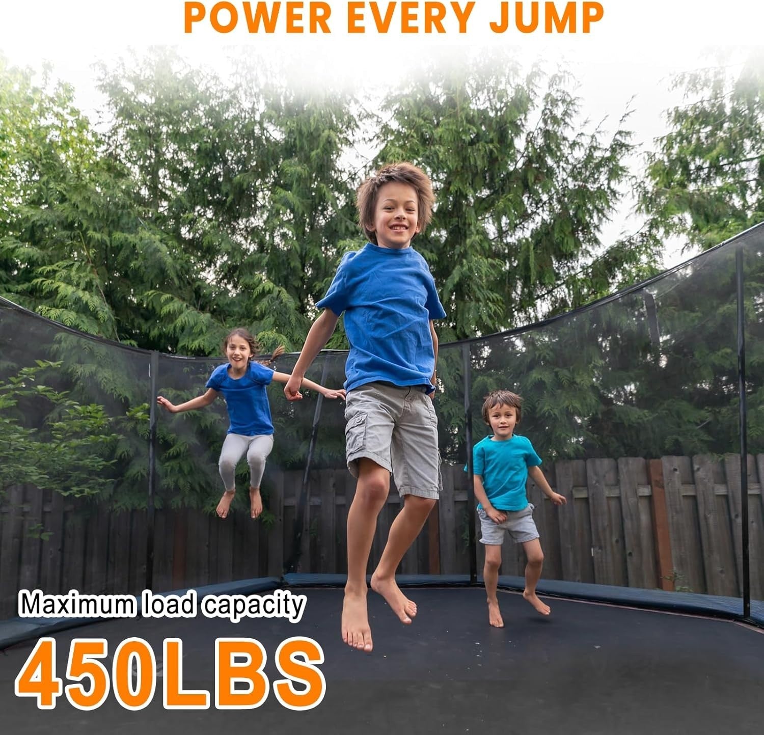 12FT Outdoor Garden Trampoline Safety Net Ladder Pumpkin Design 150KG