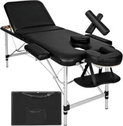Portable Massage Table Foldable Height Adjustable Aluminium Bed + Bag Black