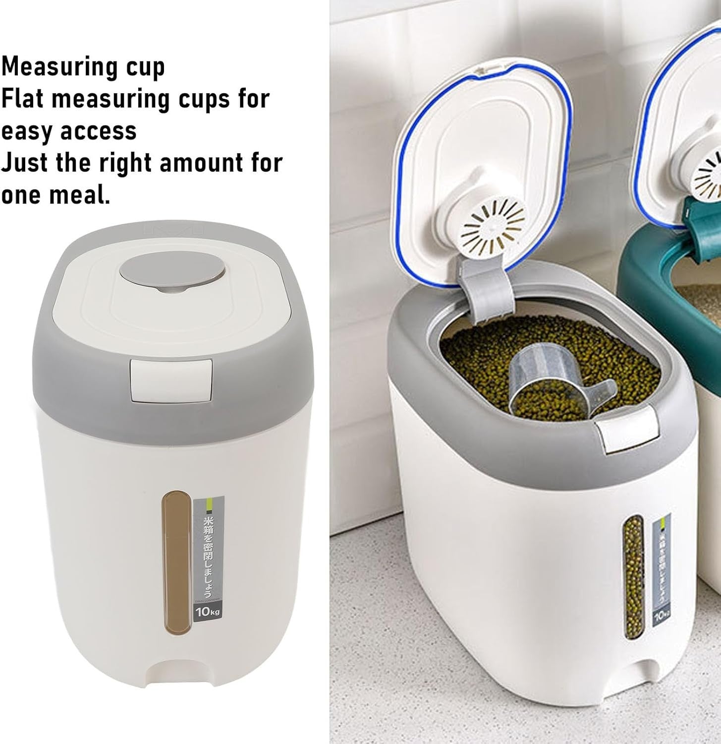 10KG Press Lid Rice Storage Container Airtight Grain Flour Dispenser
