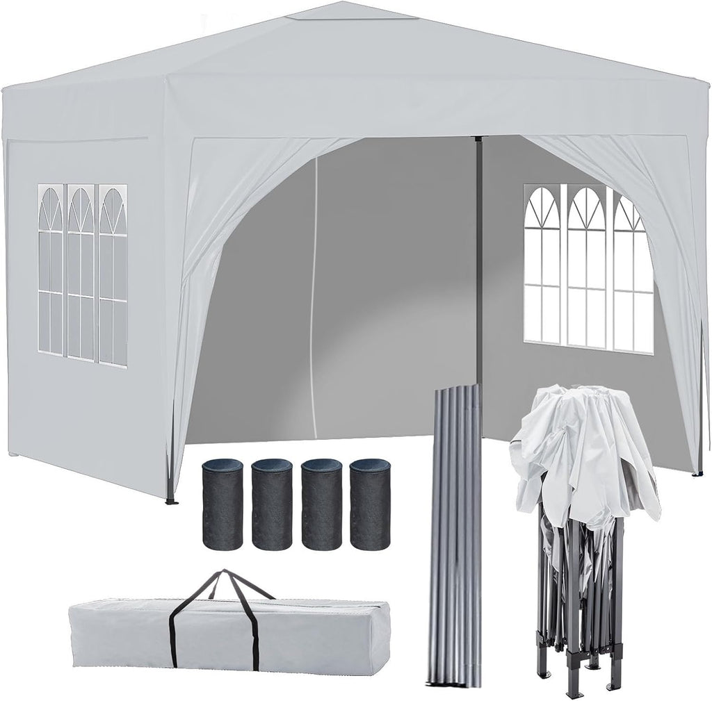 3x3M Pop Up Gazebo With Sides Garden Party Tent Steel Frame & Weight