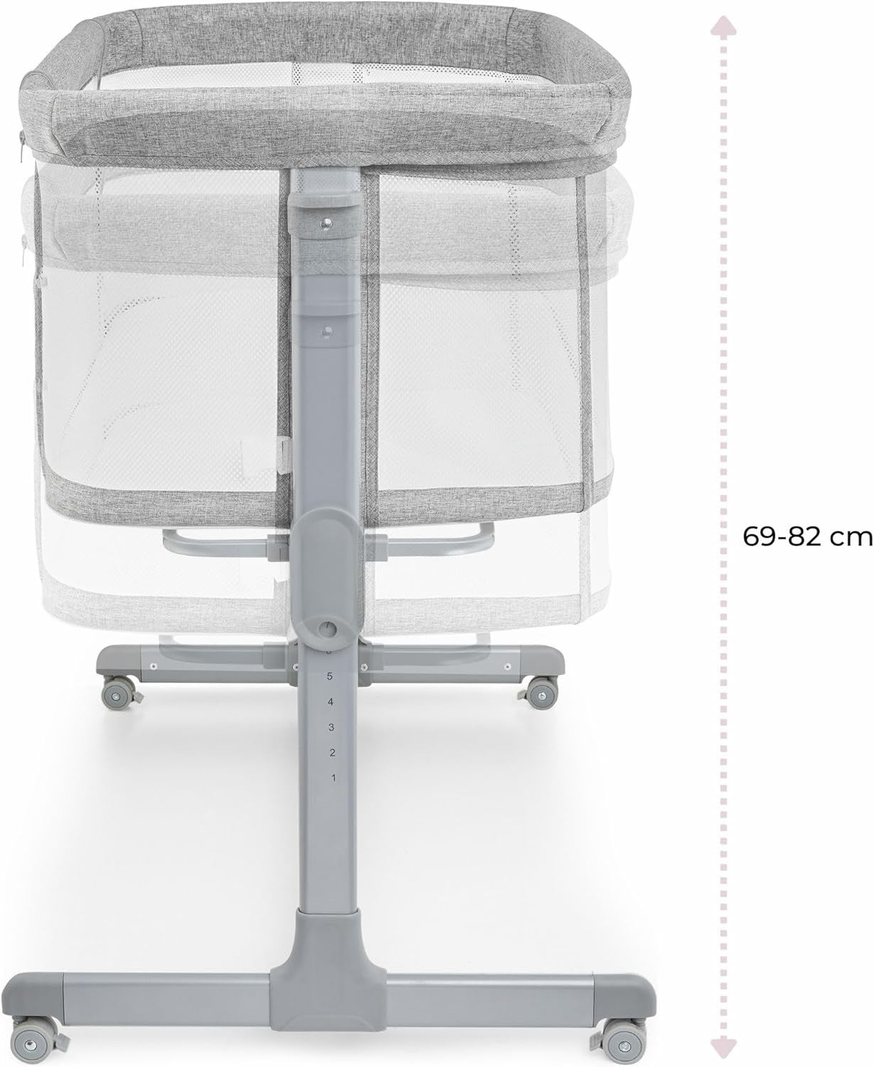 3in1 Baby Bedside Crib Travel Cot with Mattress Adjustable Height & Wheels