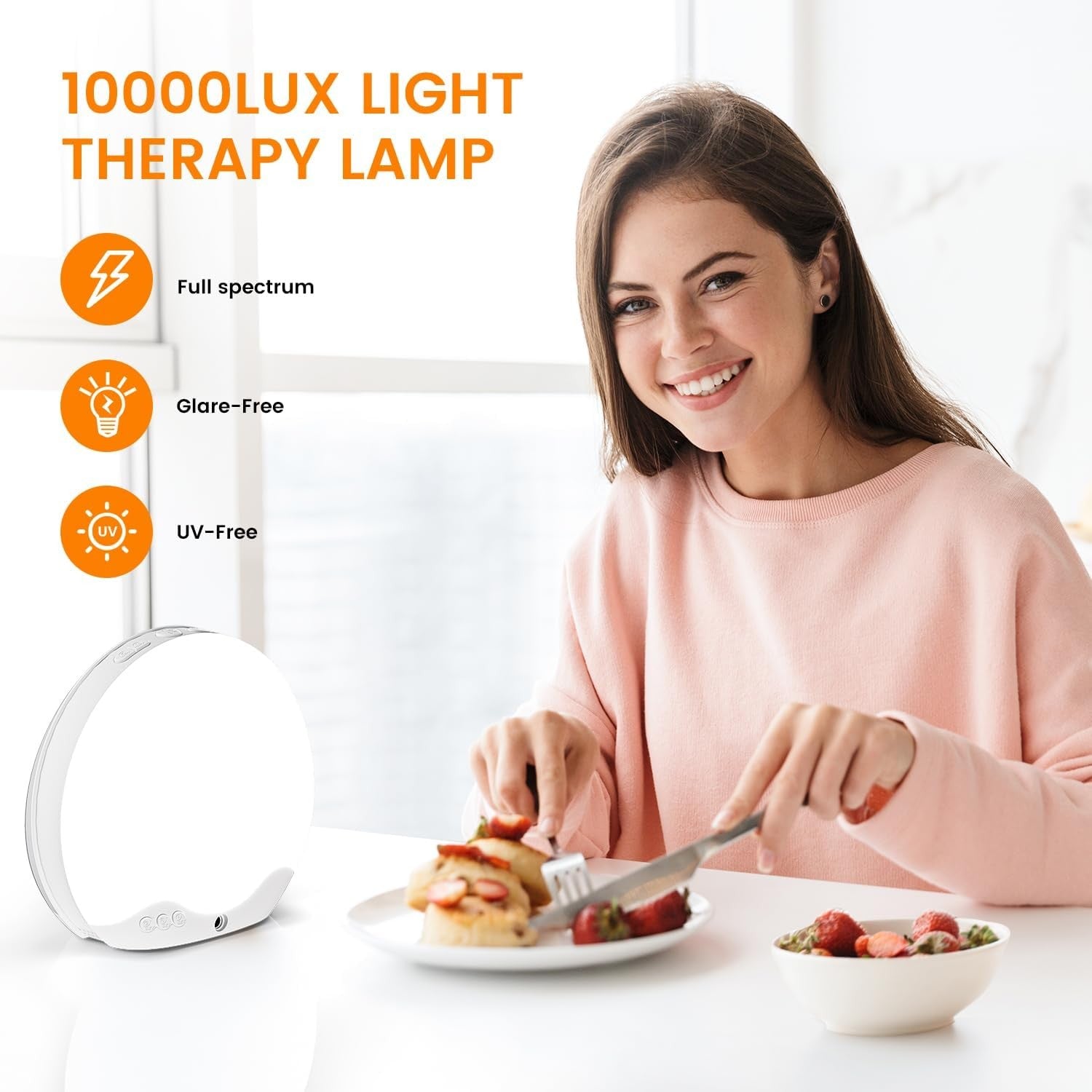 10,000 Lux Light Therapy Lamp Sunrise Alarm Clock Sleep Aid Dimmable