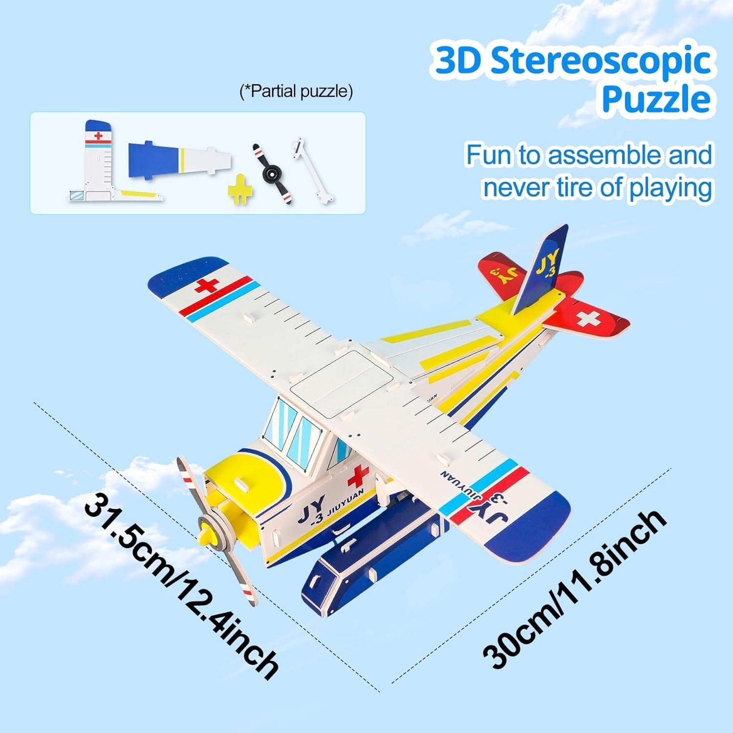 3D Airplane Model Kit for Kids - Educational DIY Puzzle Toy & Craft Gift