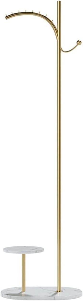 Modern Gold Metal Coat Rack Stand | Marble Base Hall Tree with Hat Hooks