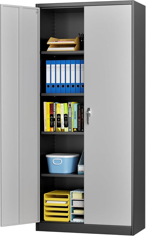 Lockable Steel Storage Cabinet 5 Shelves Heavy Duty 180cm High