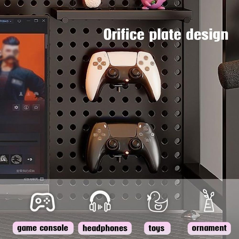 2-Tier Metal Desktop Bookshelf Organizer | Desk Hutch w/ Pegboard 55cm Black