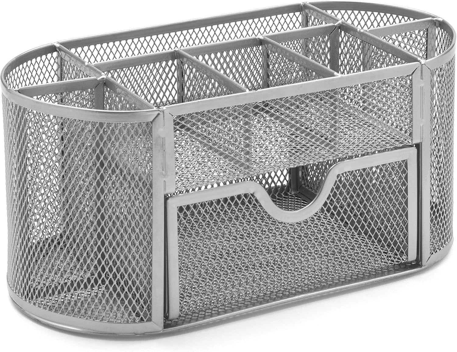 8-Compartment Metal Desk Organiser with Drawer – Pen, Ruler & Stationery Tidy