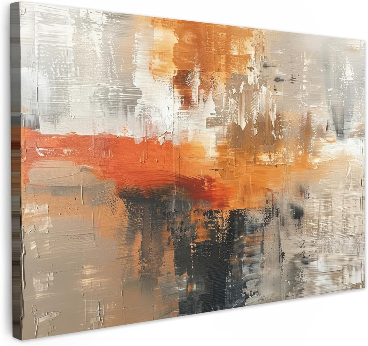 Abstract Gold Grey Canvas Wall Art 60x40cm Framed Modern