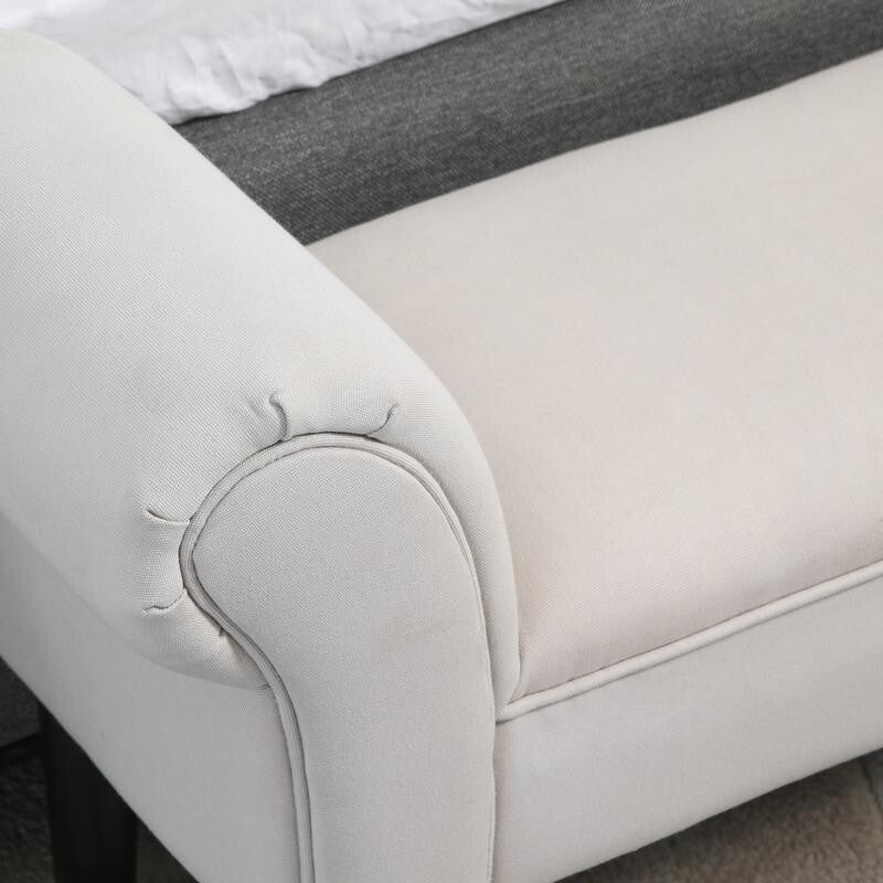 Grey Rolled Arm End of Bed Bench Seat Sofa Stool for Bedroom Lounge 130kg