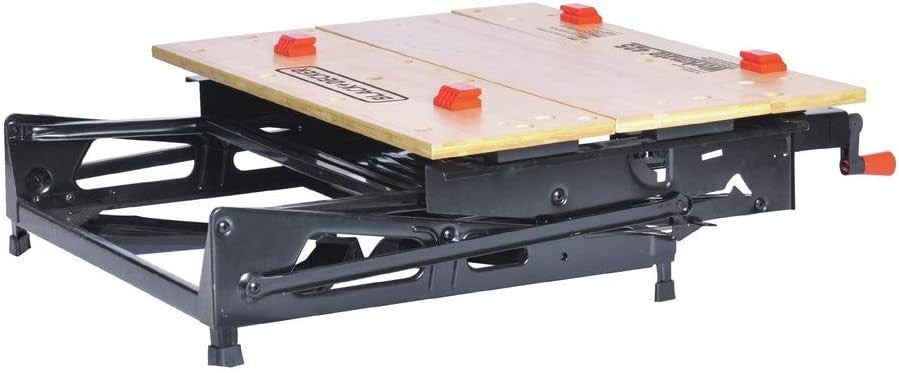 Portable Folding Workbench 550lb Capacity with Clamps Steel Frame Bamboo Top