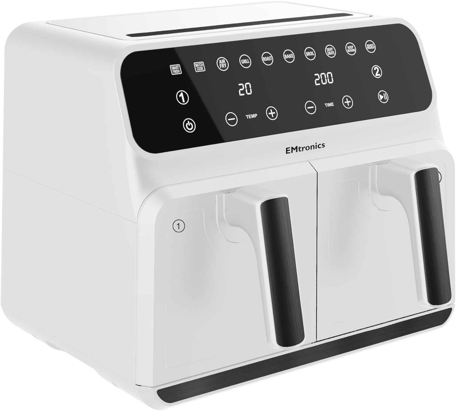 8L Dual Zone Air Fryer 2500W 8 Presets LED Touch 99min Timer Low Oil