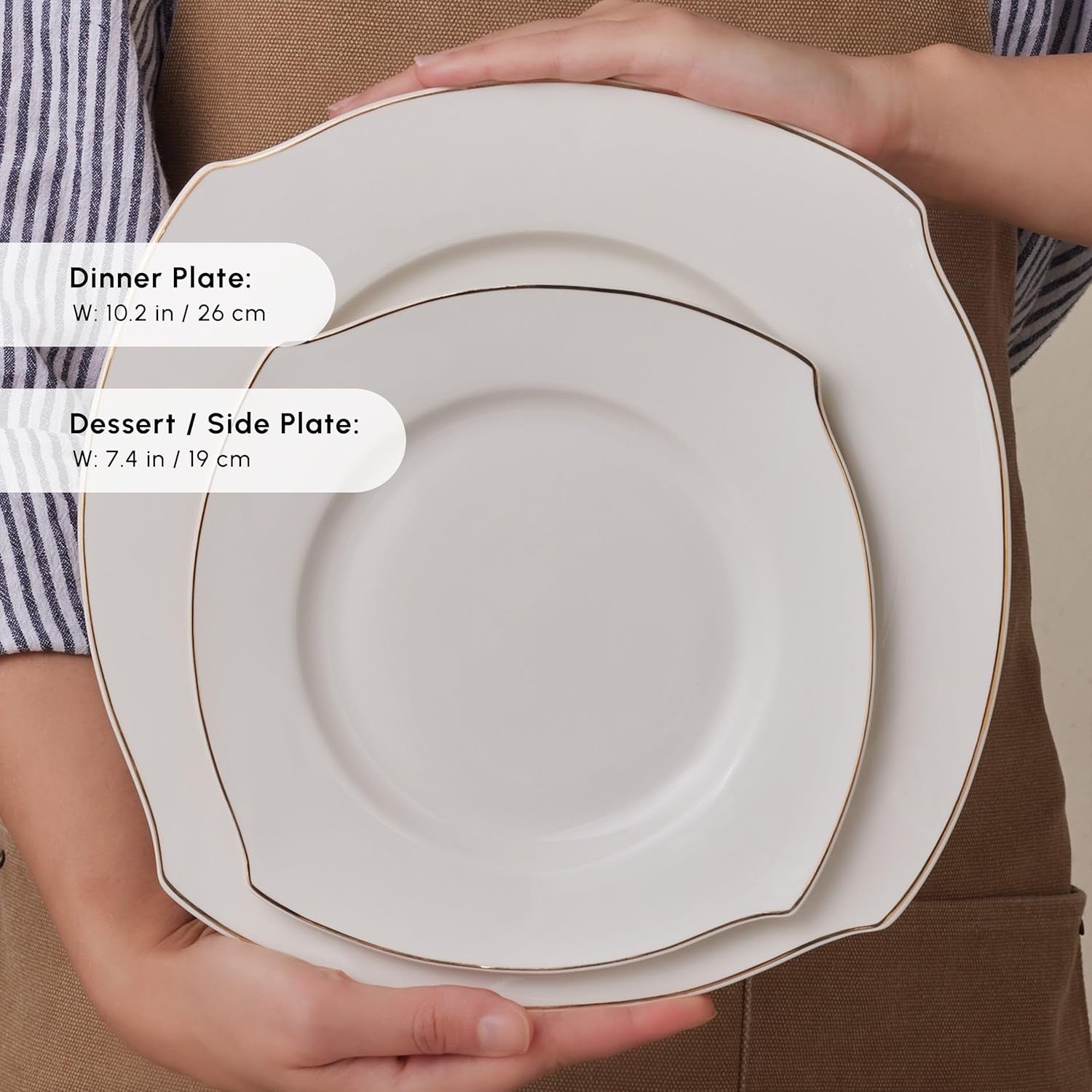 53pc Bone China Dinner Set Gold Trim Service for 12 Luxury Crockery