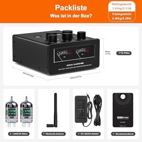 T6PRO Hybrid Tube Bluetooth Amplifier 2x300W VU Meter AUX RCA Preamp