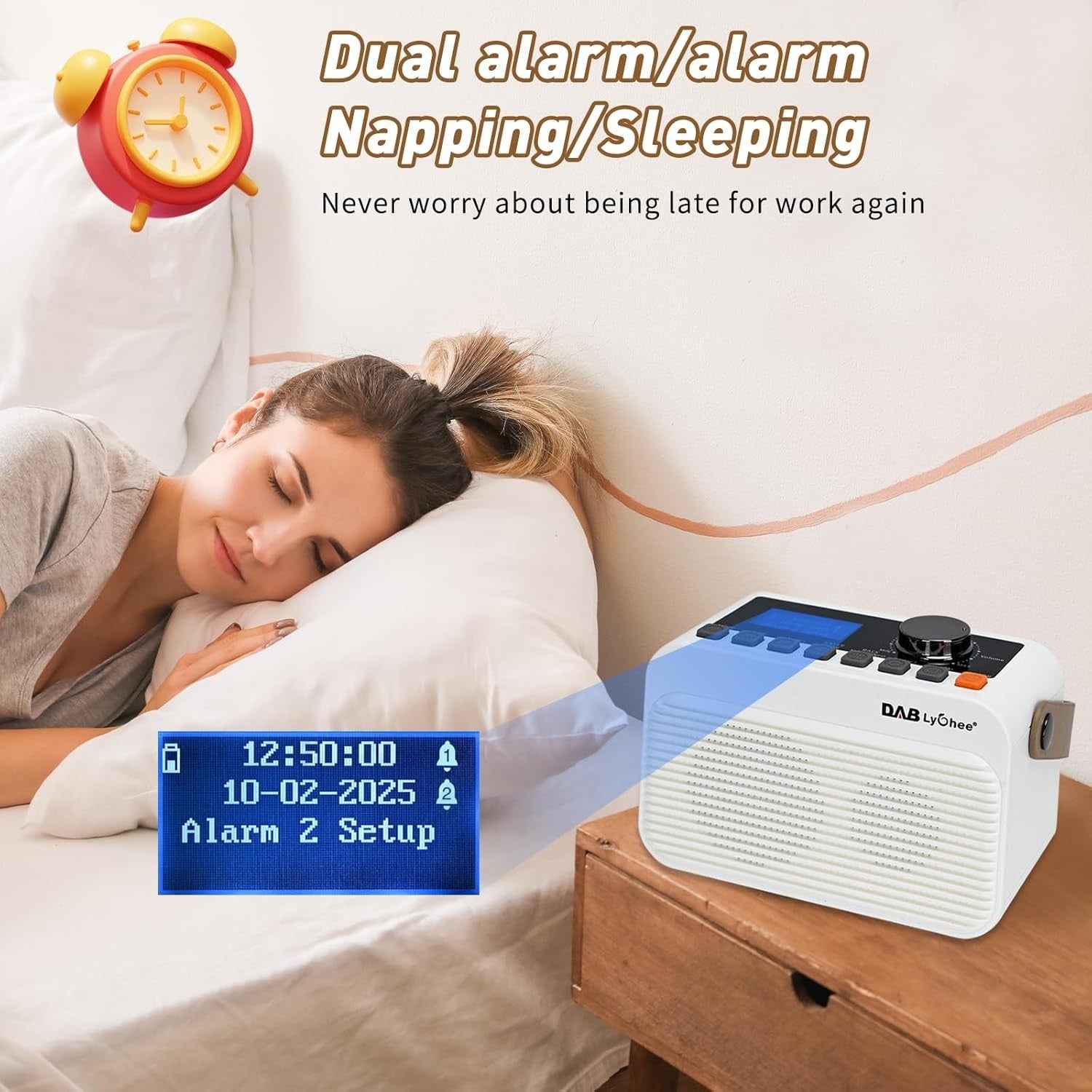 Portable DAB+ FM Digital Radio Bluetooth USB TF Card Rechargeable