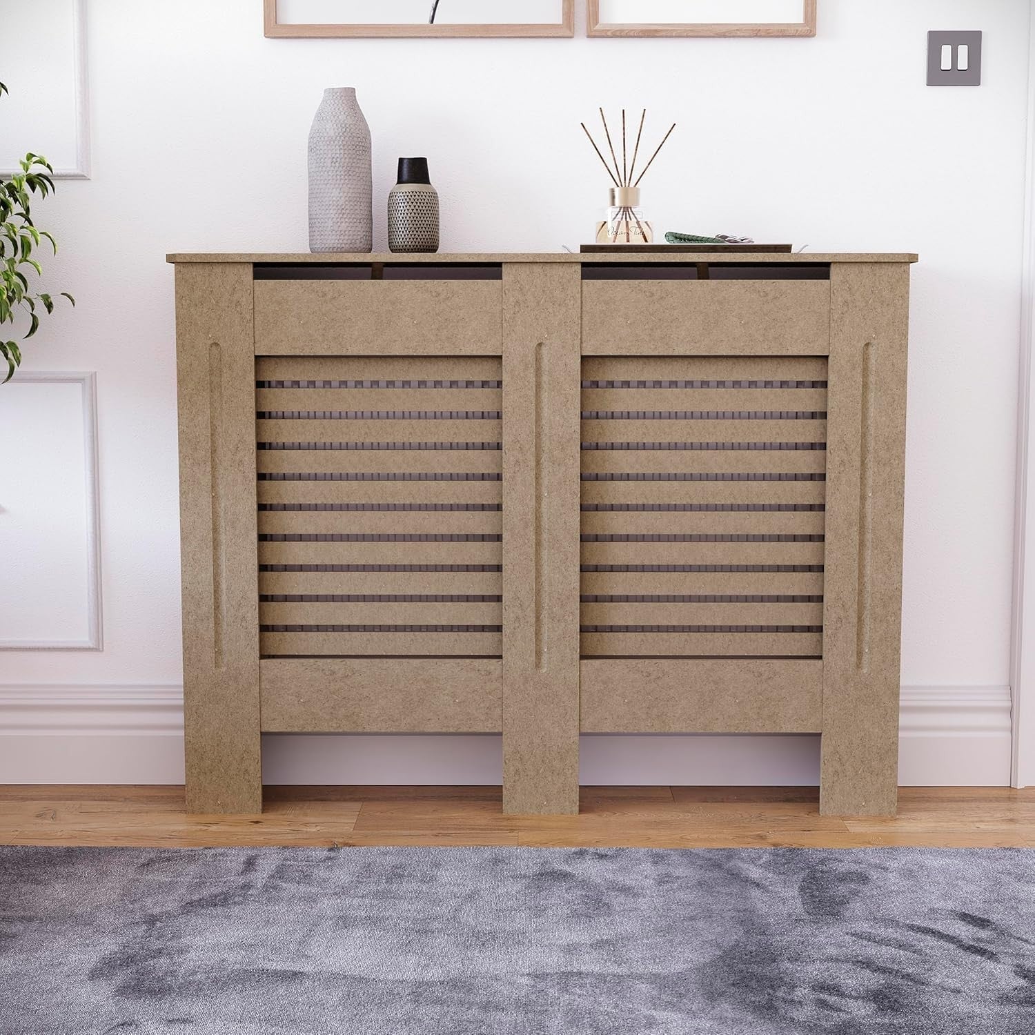 Medium Unfinished Radiator Cover MDF Modern Grill Customisable DIY Cabinet