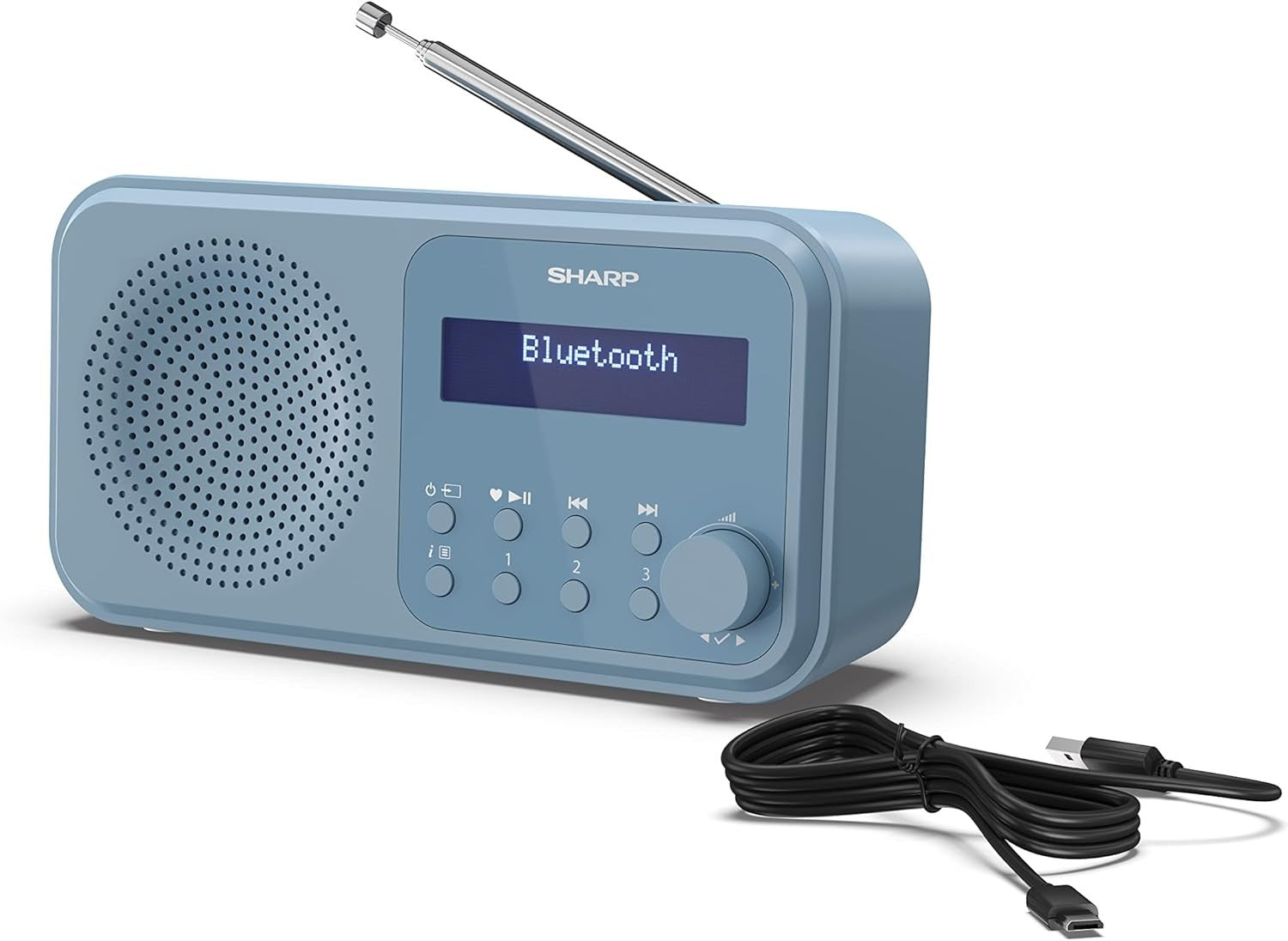 Portable DAB+/FM Digital Radio Bluetooth 5.0 Dual Alarm USB Steel Blue