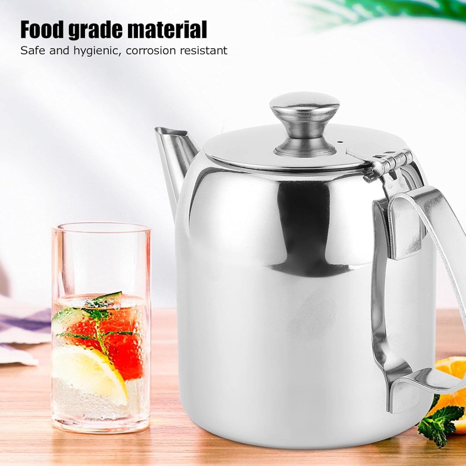 20oz Stainless Steel Teapot Coffee Pot with Lid Silver Tea Server