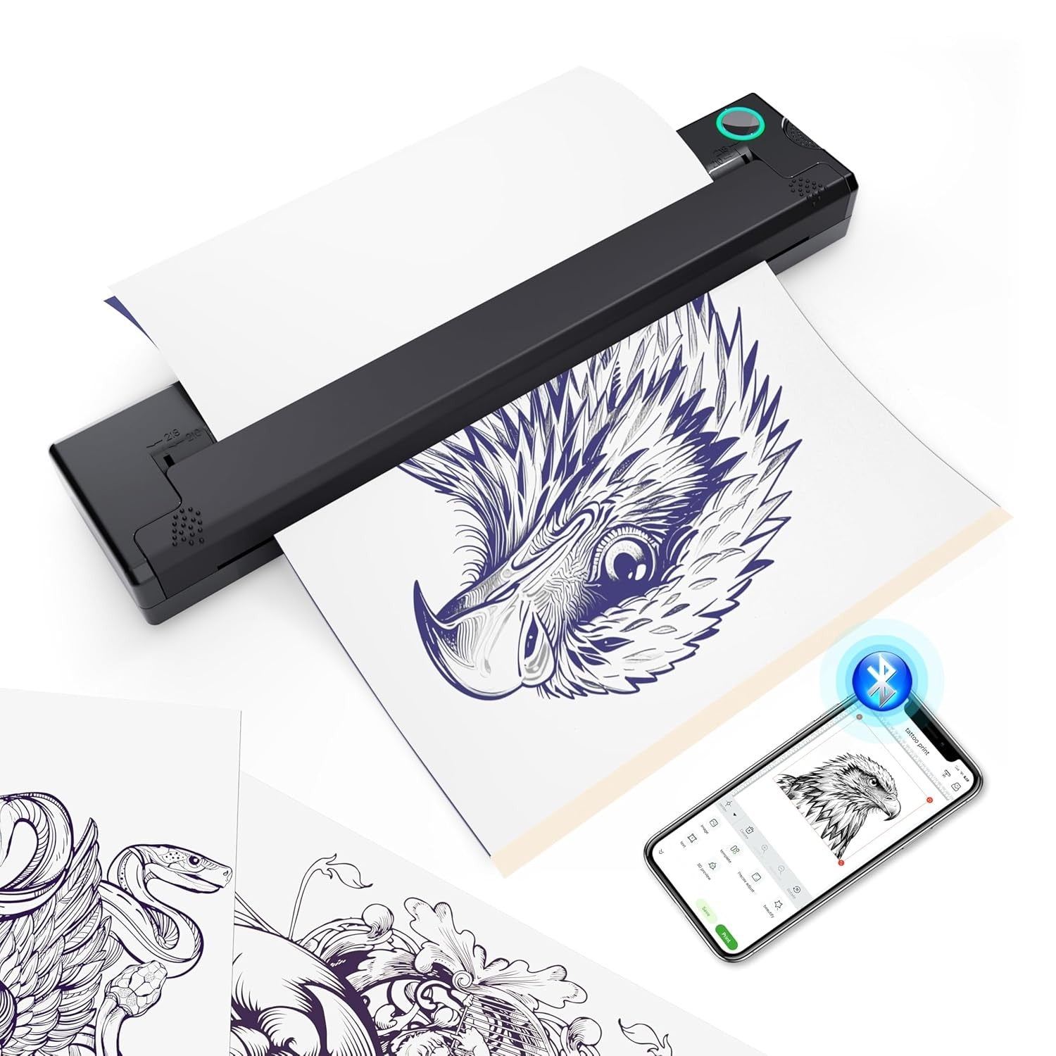 Wireless Tattoo Stencil Printer Thermal Transfer Machine Portable Bluetooth