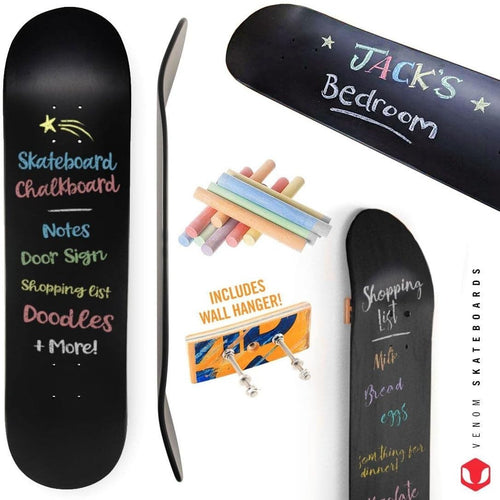 Kids Chalkboard Door Sign Message Board Skateboard Deck w/ Chalk 32.5"
