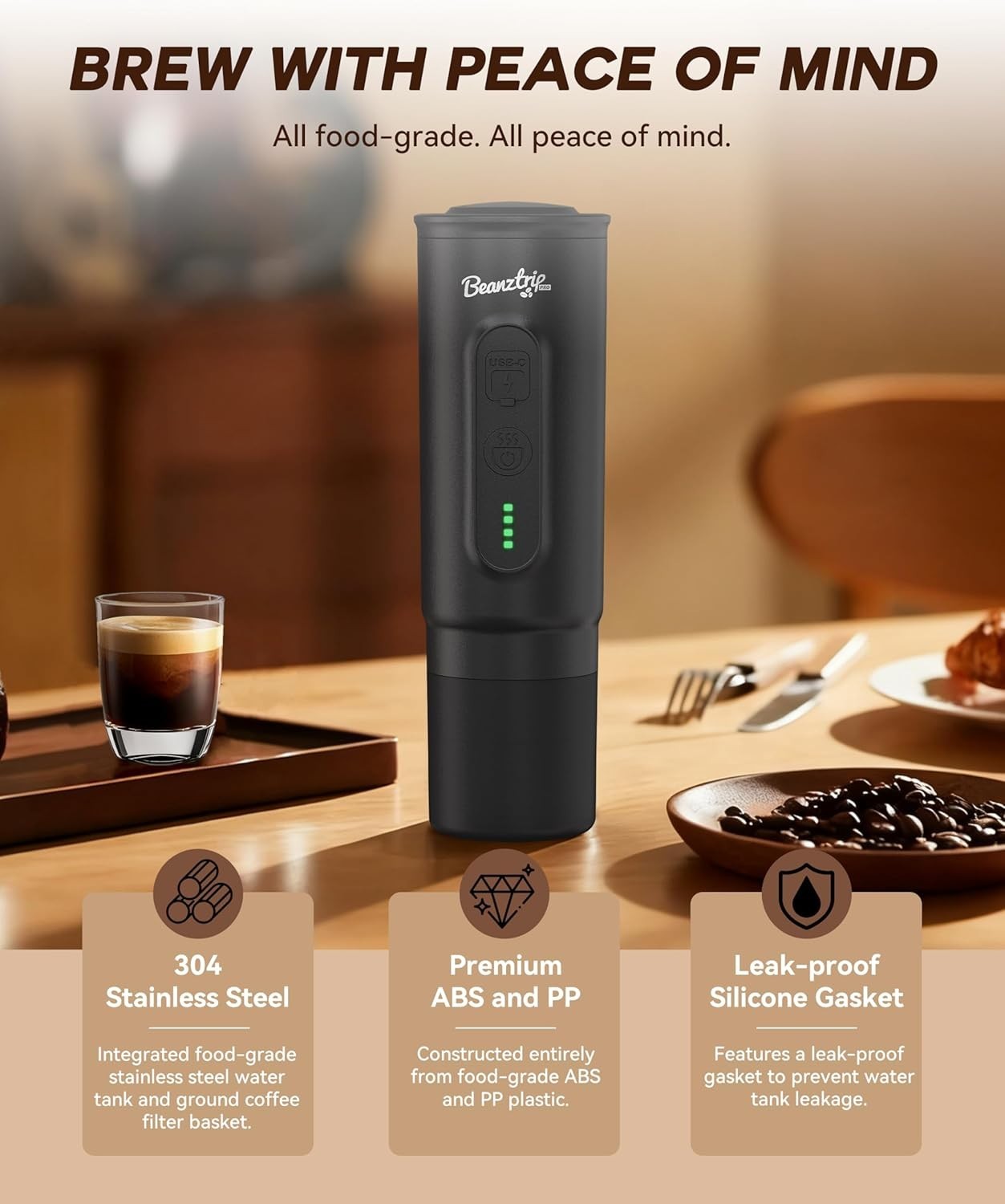 20-Bar Portable Espresso Maker | Travel Coffee Machine | Mini Electric 95W
