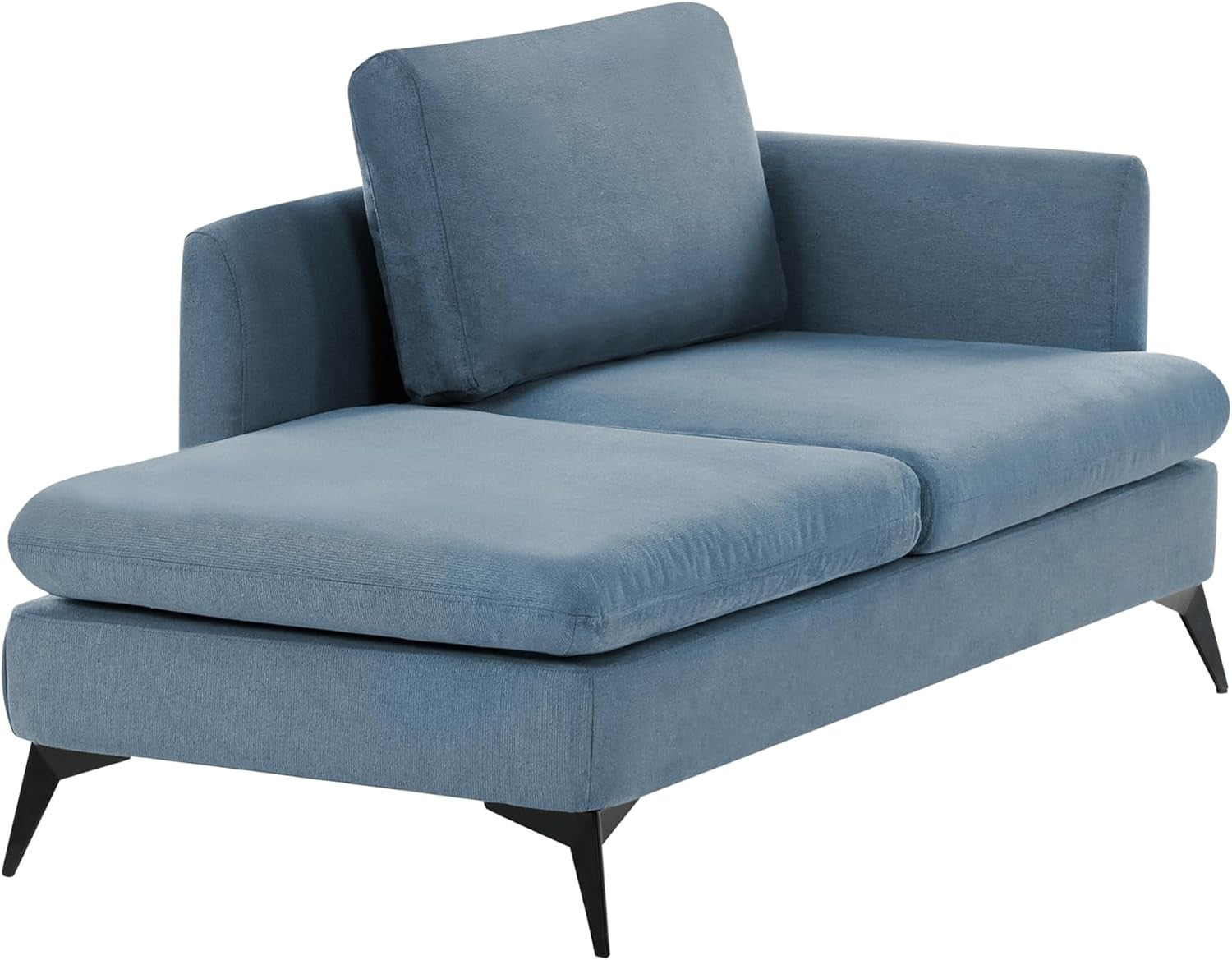 Modern Right Hand Blue Chaise Lounge with Cushion | Durable Polyester & Metal Le