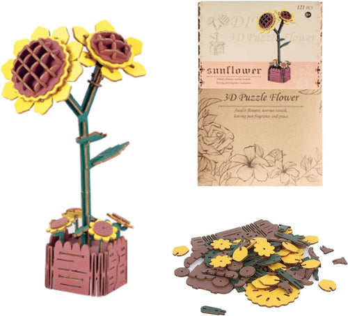 3D Wooden Sunflower Puzzle Kit – DIY Home Decor, Romantic Gift, Easy Assembly