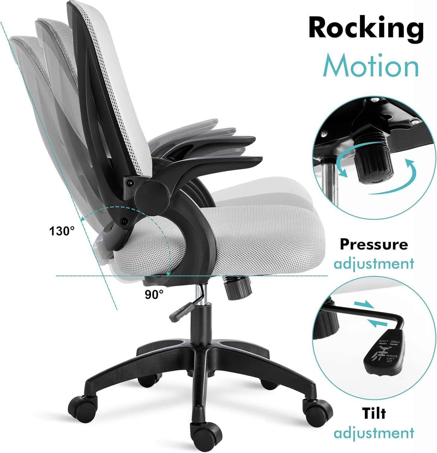 Ergonomic Mesh Office Chair Swivel w/ Lumbar Support Flip Arms