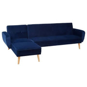 Navy Velvet Corner Sofa Bed 3 Seater Modern L-Shaped Soft Touch Couch