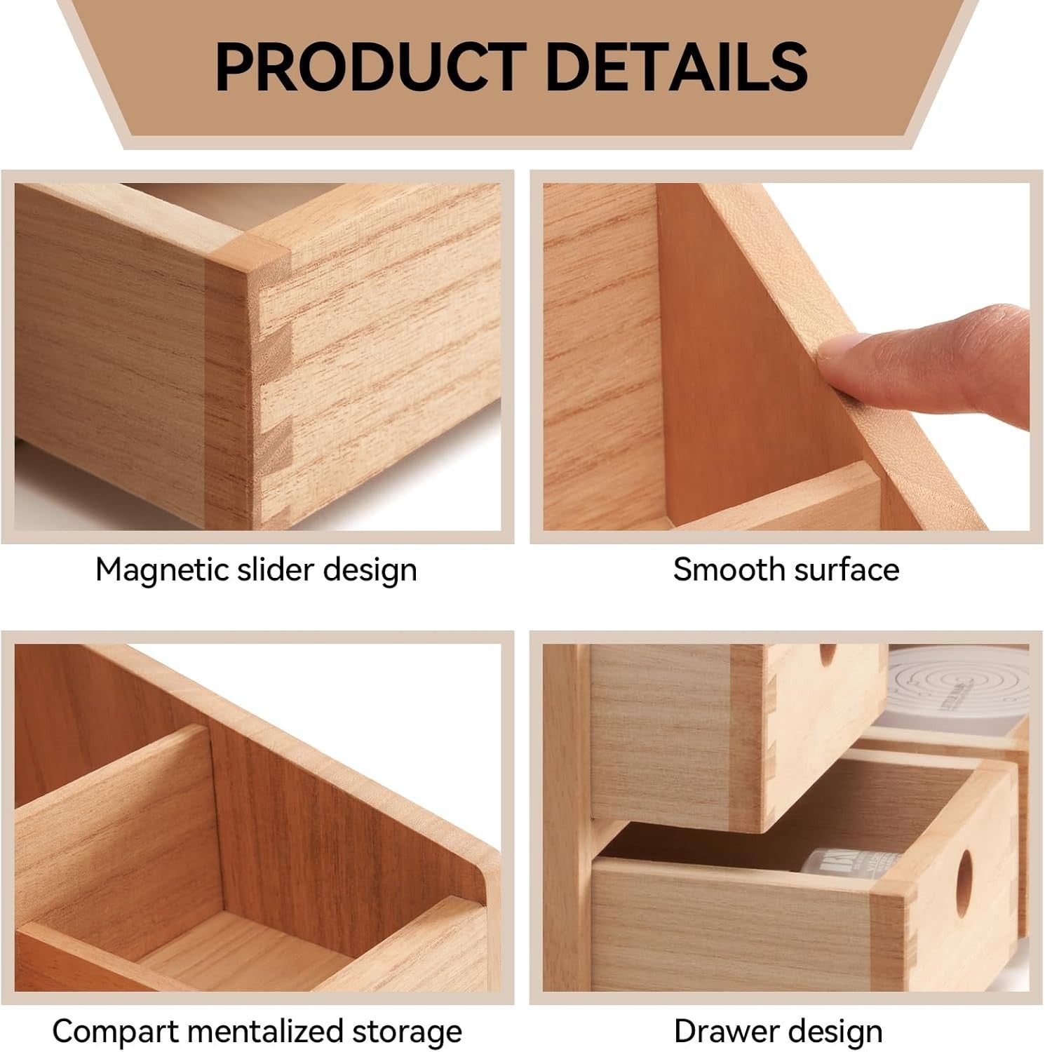 Wooden Makeup Organizer with 8 Drawers & Large Cosmetic Storage Box