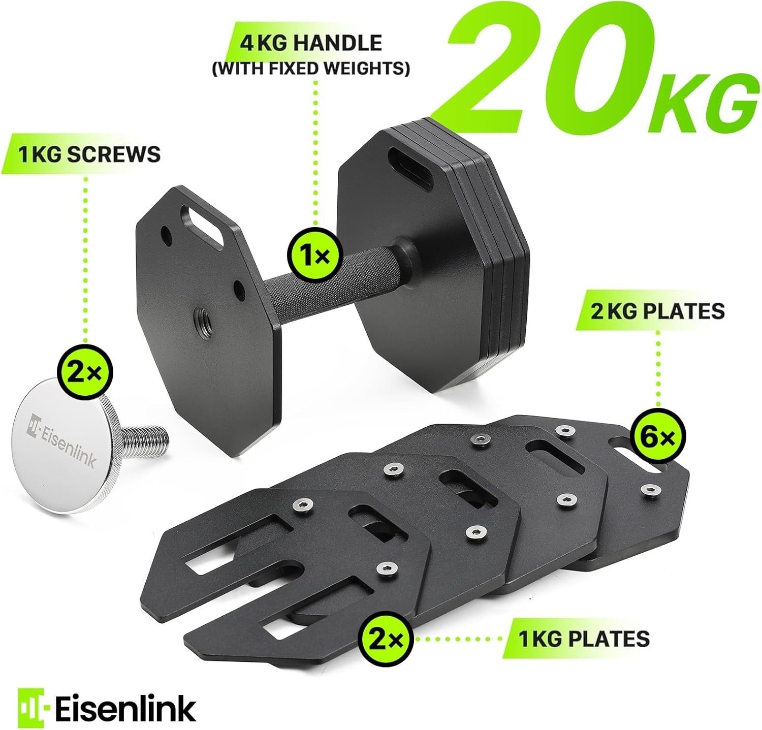 Adjustable Octagonal Dumbbell 4–36kg Non Roll Steel Home Gym Weight