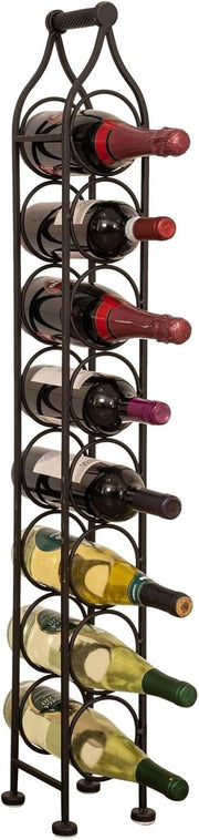 Tall Metal Wine Rack 8 Bottle Holder Free Standing Slim Floor Storage