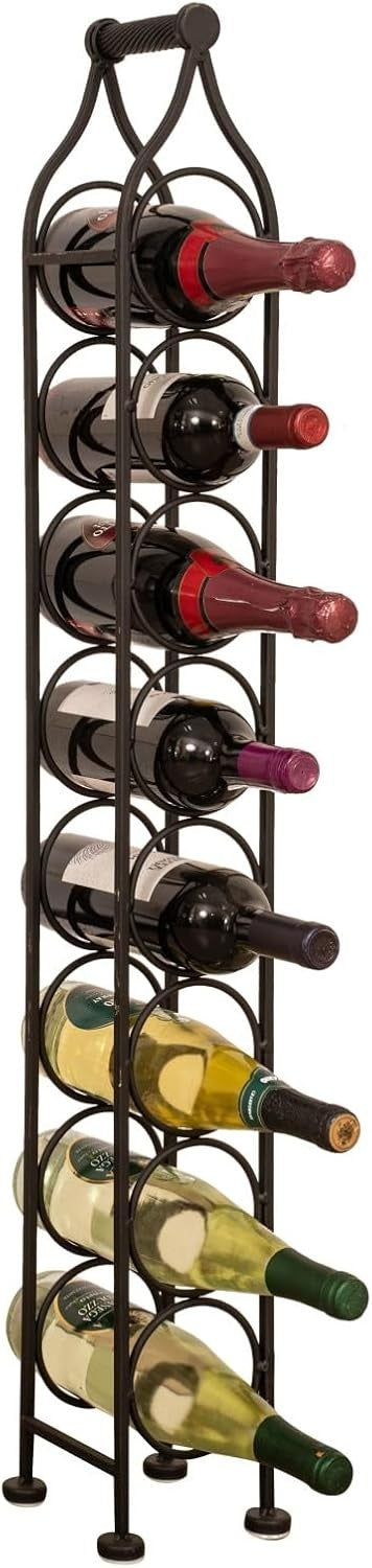 Tall Metal Wine Rack 8 Bottle Holder Free Standing Slim Floor Storage