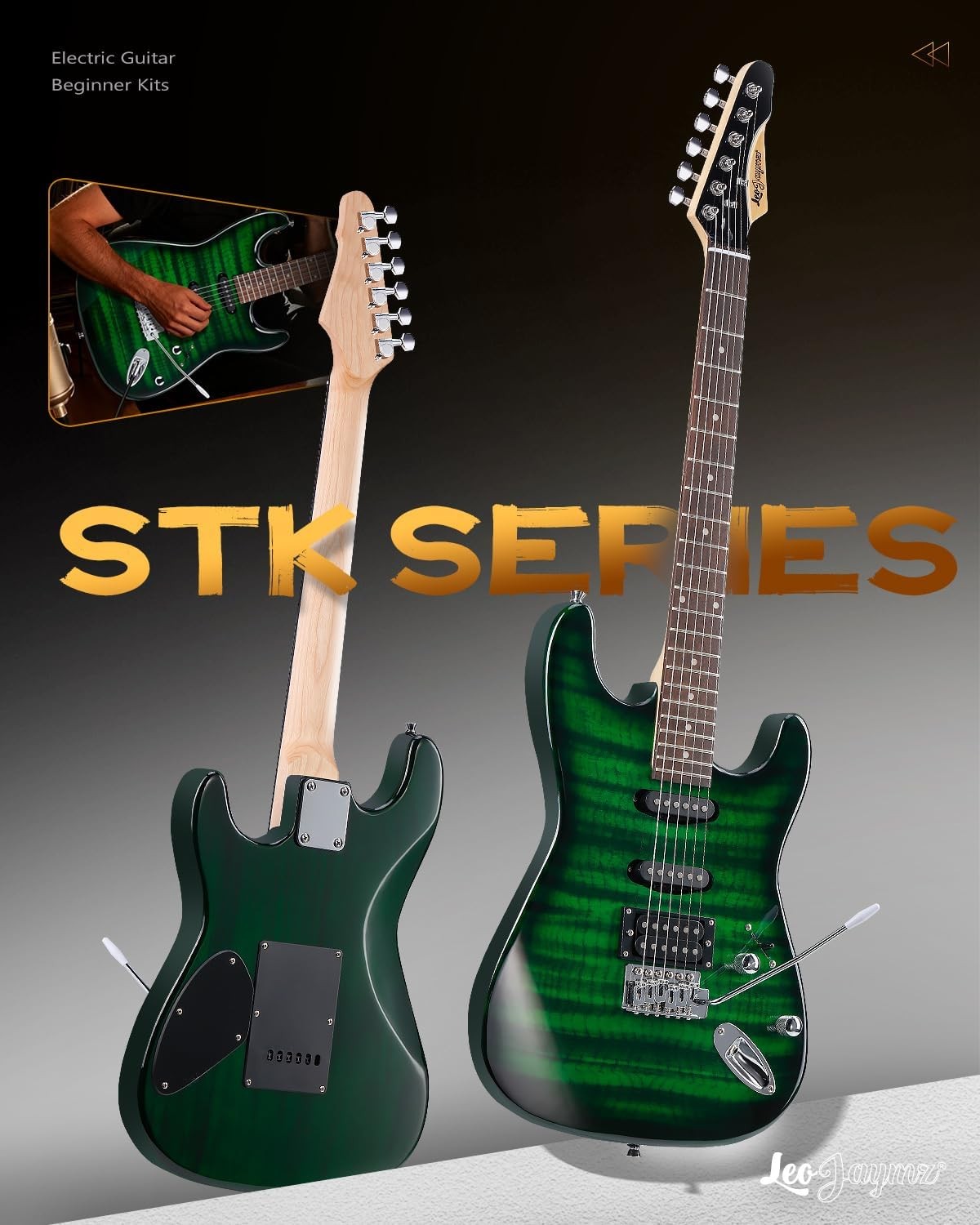 Full Size Electric Guitar Starter Kit 39" w Amp Tuner Bag