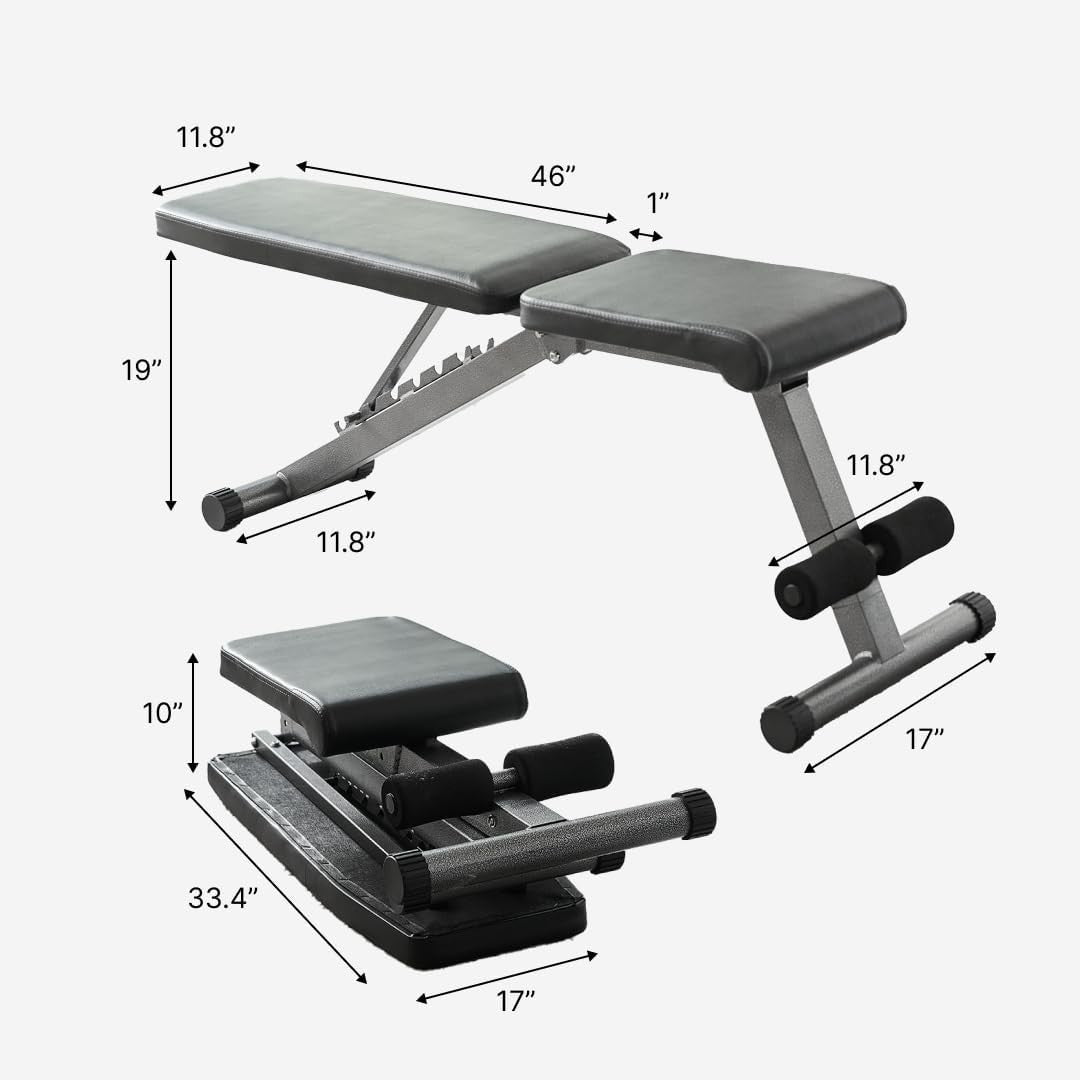 5-in-1 Adjustable Foldable Weight Bench 800lb Full Body Home Gym