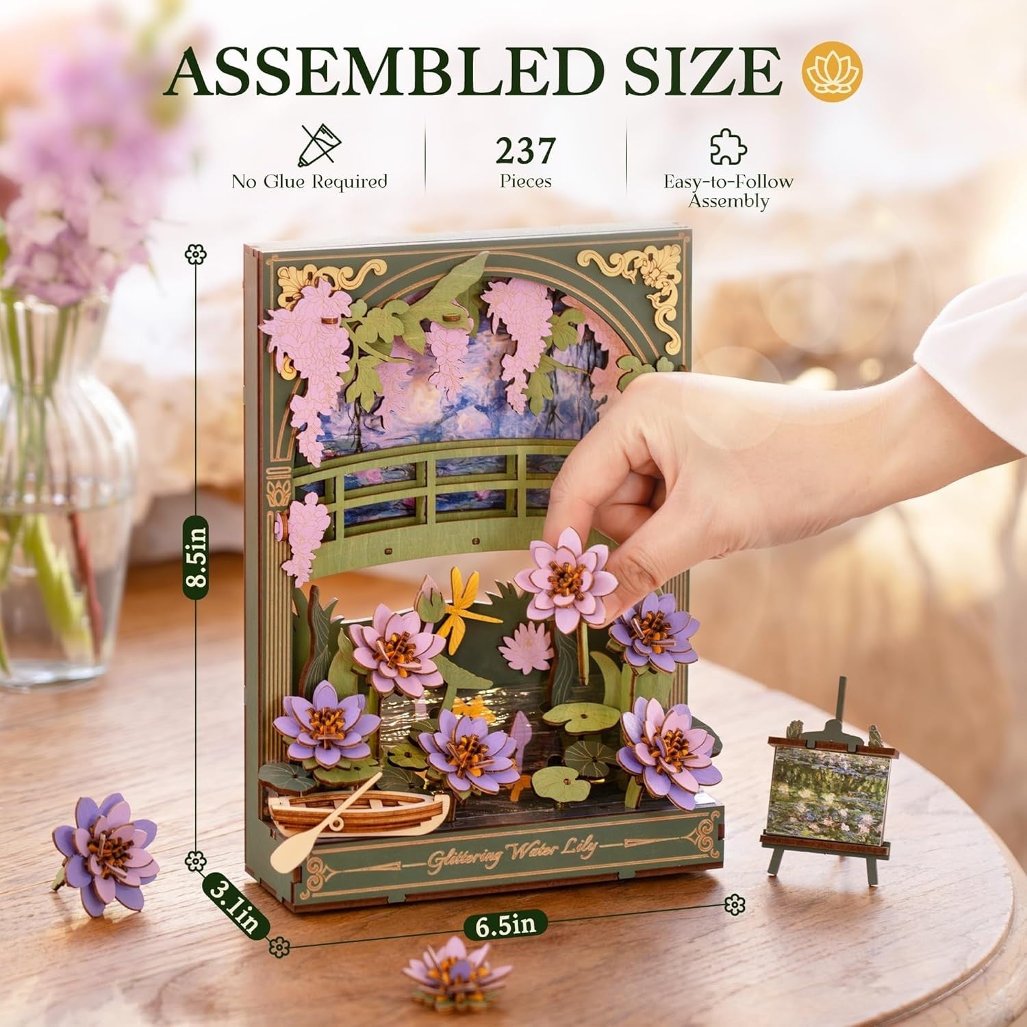 3D Wooden Flower Puzzle Wall Art Kit - DIY Decor Gift for Teens & Adults