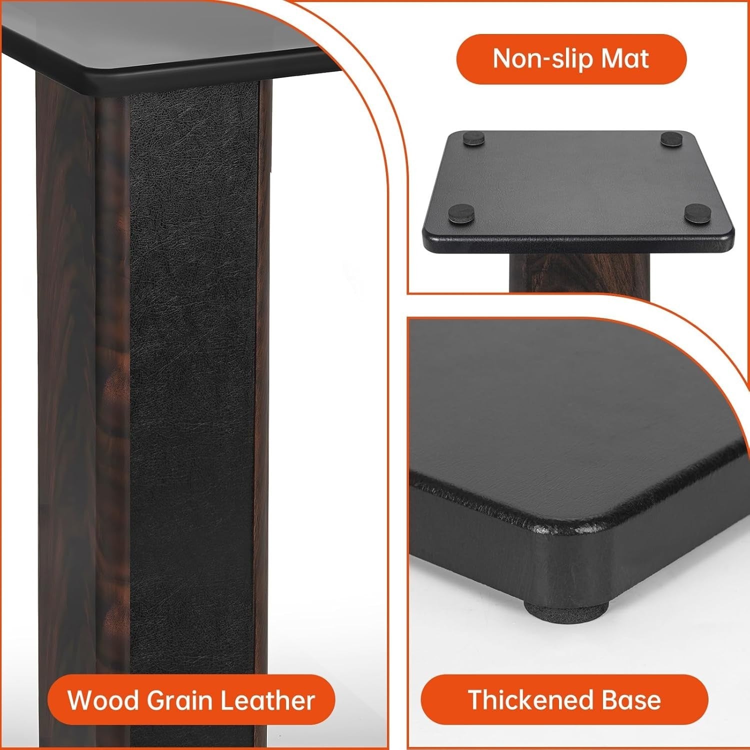70cm Wood Speaker Stands HiFi Floor MDF Sand Fill Heavy Duty Pair