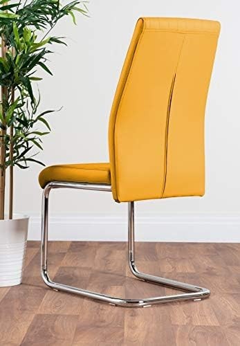 Modern Grey/White Glass Dining Table + 6 Mustard Chairs 160x90x76cm