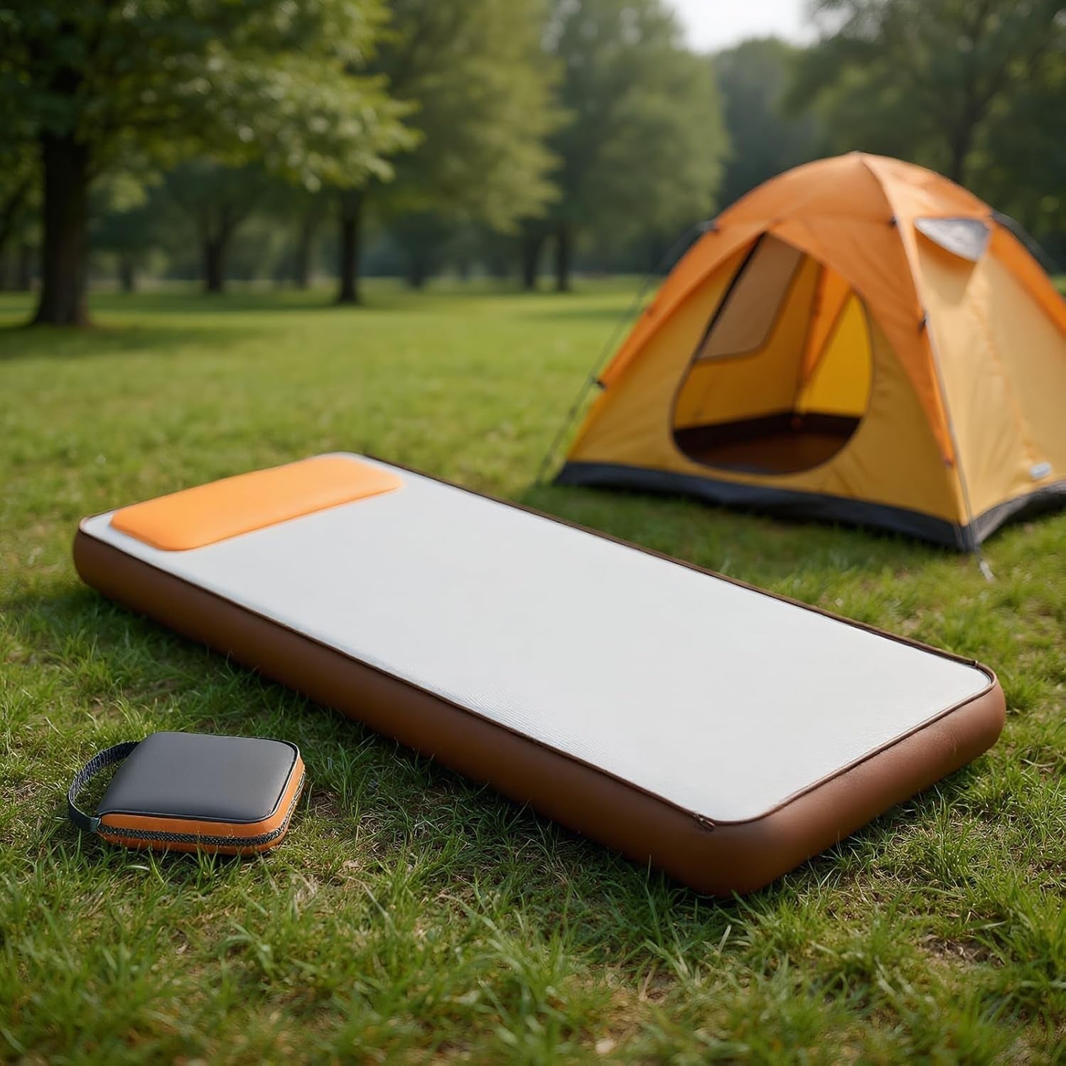 6 Inch Thick Inflatable Camping Sleeping Pad with Built-in Pillow