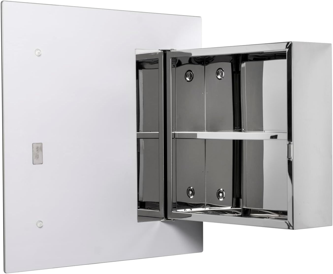 Bathroom Mirror Cabinet Wall Storage, Lockable, Concealed, 45x45cm