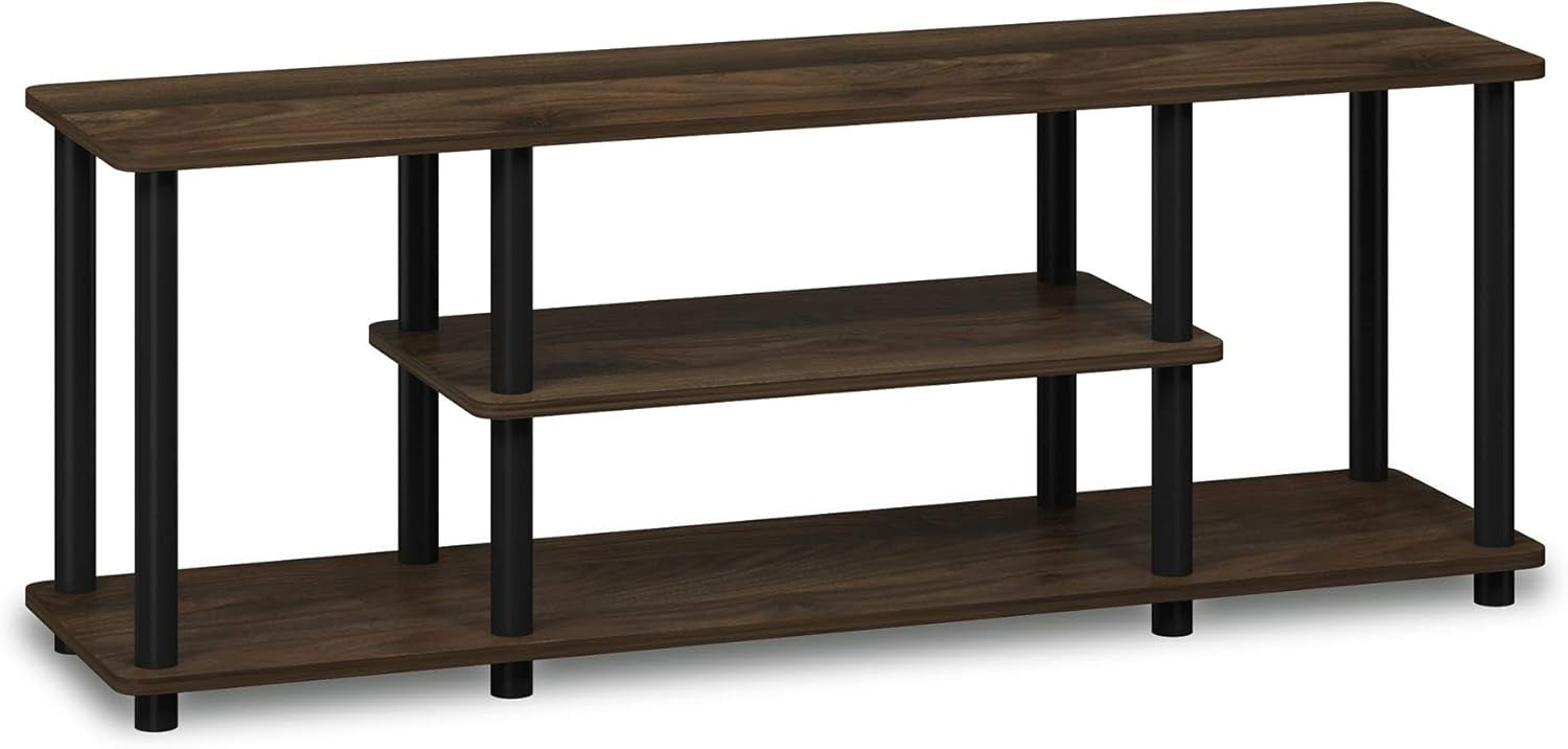 3 Tier TV Stand Walnut Black for 50" Screens | Tool-Free Assembly Unit