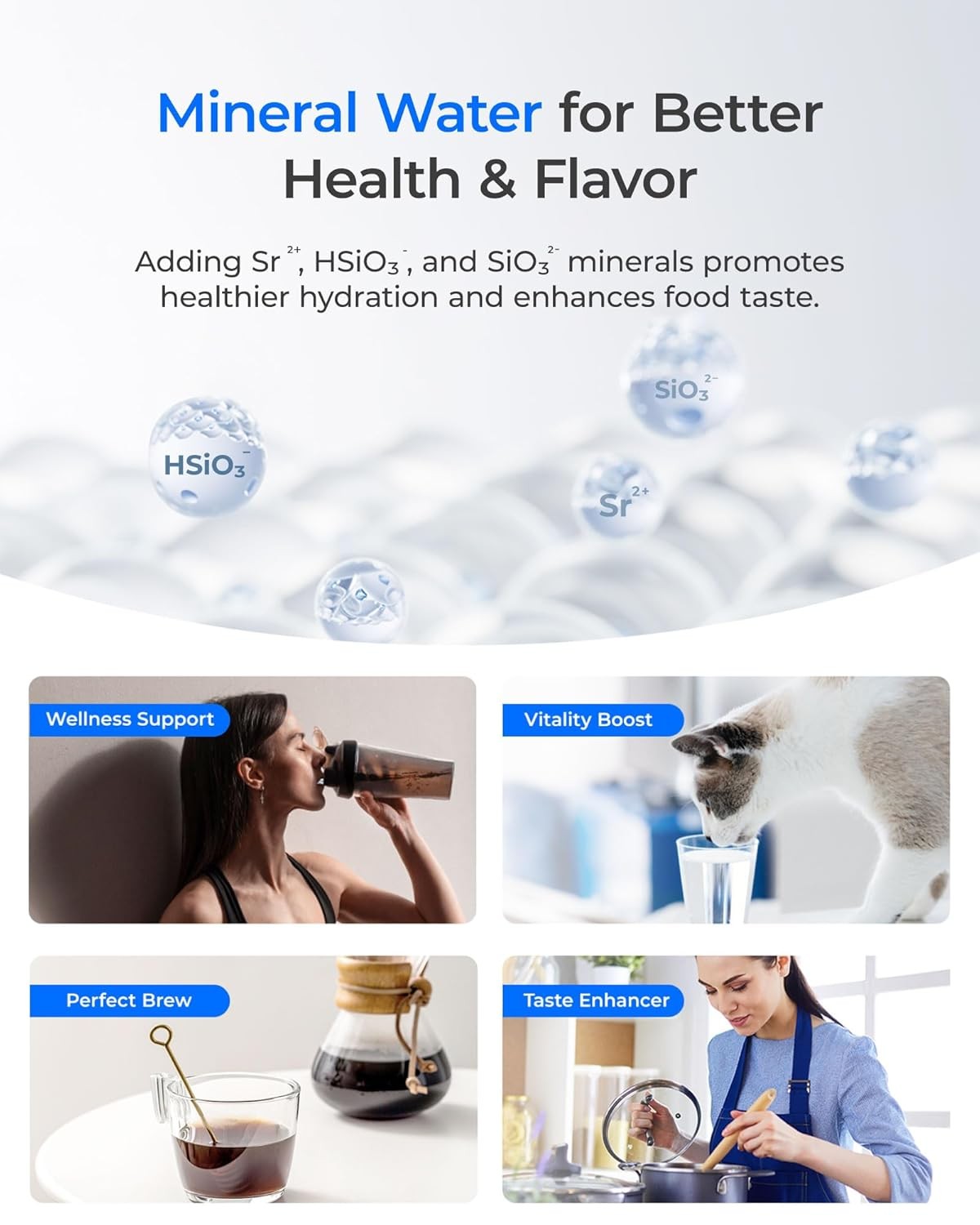 Reverse Osmosis Hot Water Dispenser UV Mineralised Countertop Filter