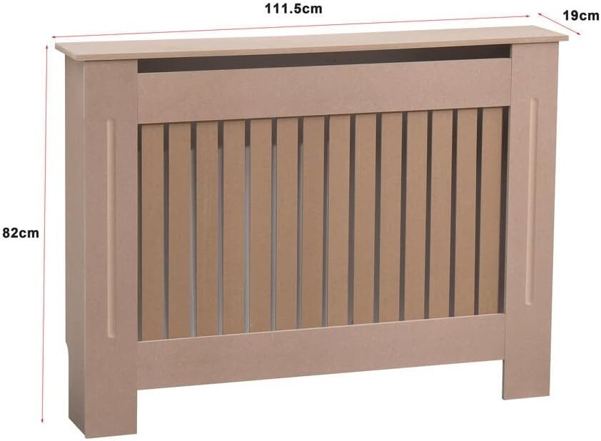 Large Grey Radiator Cover | Modern MDF Cabinet with Vertical Slats